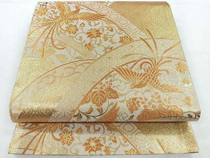 平和屋着物◎佐賀錦　六通柄袋帯　鳳凰花文　金糸　正絹　逸品　CAAY5544nb