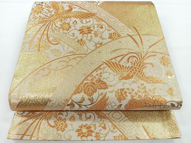 平和屋着物◎佐賀錦　六通柄袋帯　鳳凰花文　金糸　正絹　逸品　CAAY5544nb