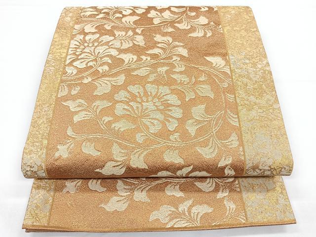 平和屋着物◎六通柄袋帯　更紗花文　金糸　正絹　逸品　CAAY5549nb