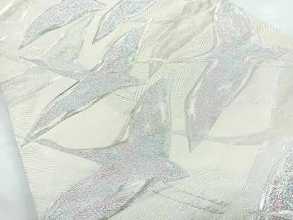 平和屋着物◎六通柄袋帯　群鶴　銀糸　正絹　逸品　CAAY5556nb