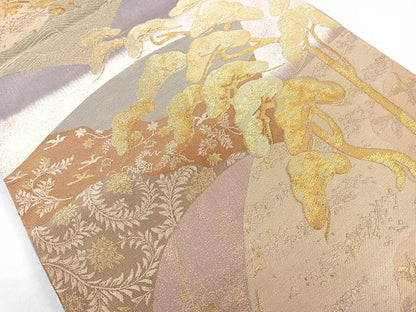 平和屋着物◎六通柄袋帯　地紙光琳松文　金糸　正絹　逸品　CAAY5591nb