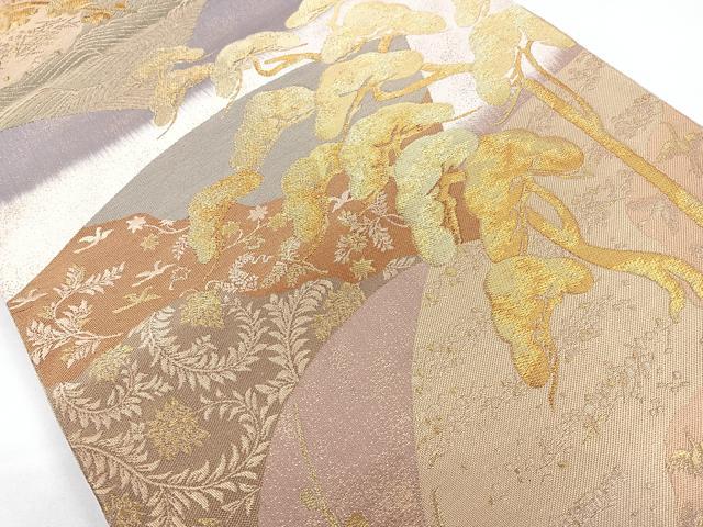 平和屋着物◎六通柄袋帯　地紙光琳松文　金糸　正絹　逸品　CAAY5591nb