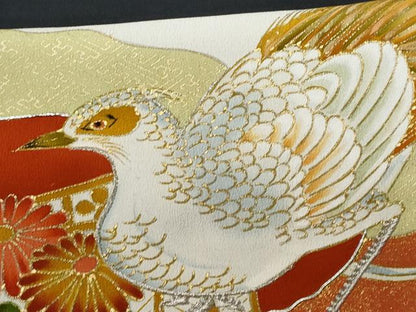平和屋着物■豪華黒留袖　駒刺繍　鳳凰花文　金彩　正絹　逸品　CAAY5617fb