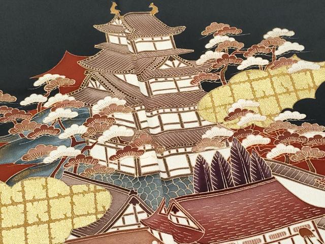 平和屋着物■豪華黒留袖　作家物　風景人物文　金彩　正絹　逸品　CAAY5667fb