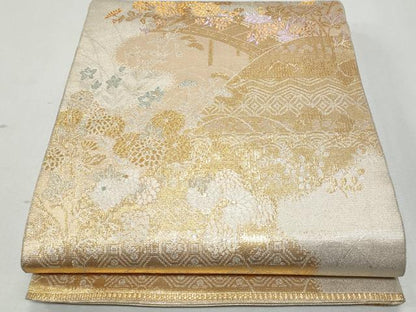 平和屋着物◎六通柄袋帯　唐織　渡り橋花文　金銀糸　正絹　逸品　CAAY5831fb