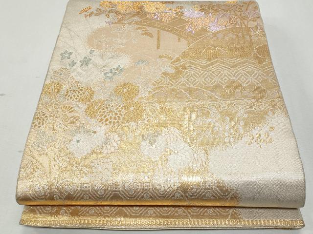 平和屋着物◎六通柄袋帯　唐織　渡り橋花文　金銀糸　正絹　逸品　CAAY5831fb