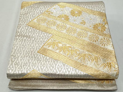 平和屋着物◎六通柄袋帯　吉祥花文　金銀糸　正絹　逸品　CAAY5979fb