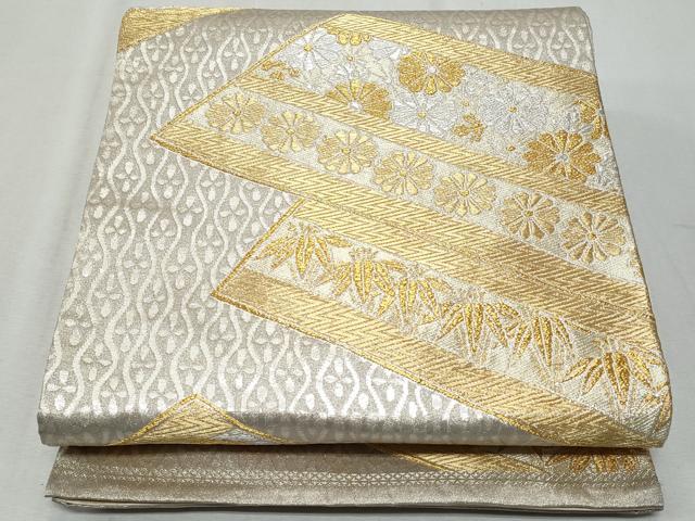 平和屋着物◎六通柄袋帯　吉祥花文　金銀糸　正絹　逸品　CAAY5979fb
