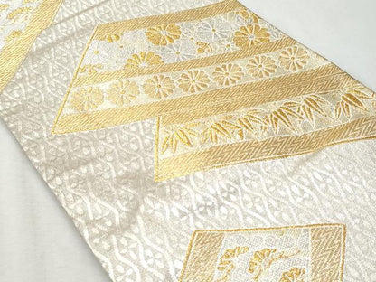 平和屋着物◎六通柄袋帯　吉祥花文　金銀糸　正絹　逸品　CAAY5979fb