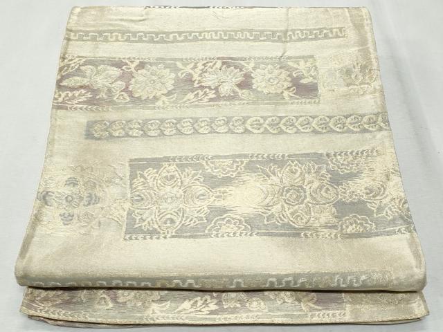 平和屋着物◎六通柄袋帯　横段花文　金糸　正絹　逸品　CAAY5987fb