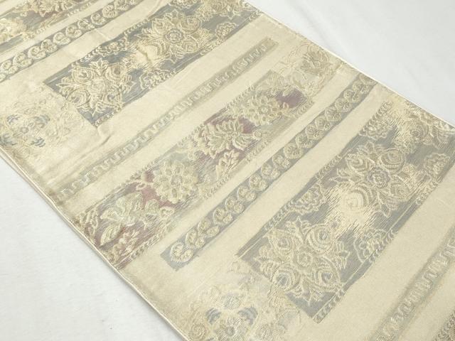 平和屋着物◎六通柄袋帯　横段花文　金糸　正絹　逸品　CAAY5987fb