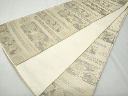 平和屋着物◎六通柄袋帯　横段花文　金糸　正絹　逸品　CAAY5987fb