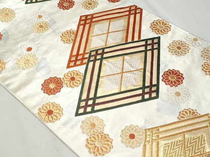 平和屋着物◎六通柄袋帯　唐織　菱花文　金銀糸　正絹　逸品　CAAY5989fb