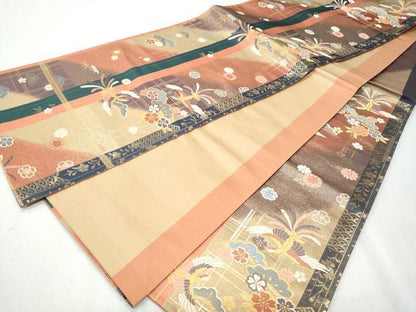平和屋着物◎六通柄袋帯　唐織　鳳凰花松文　金糸　正絹　逸品　CAAY5993fb