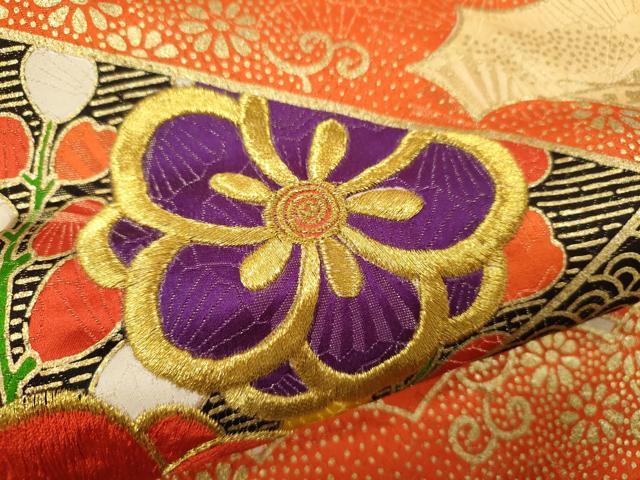 平和屋着物∵女の子 十三参り 子供 祝着・長襦袢・袋帯セット 刺繍 雲取り流水渡橋吉祥花文 金通し地 逸品 CAAY6019ze