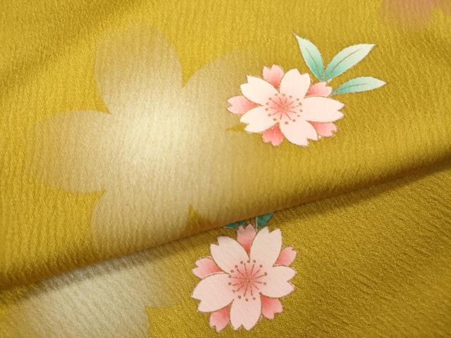 平和屋着物●小振袖 二尺袖 舞桜文 暈し染め 金彩 洗える着物 CAAY6209ze
