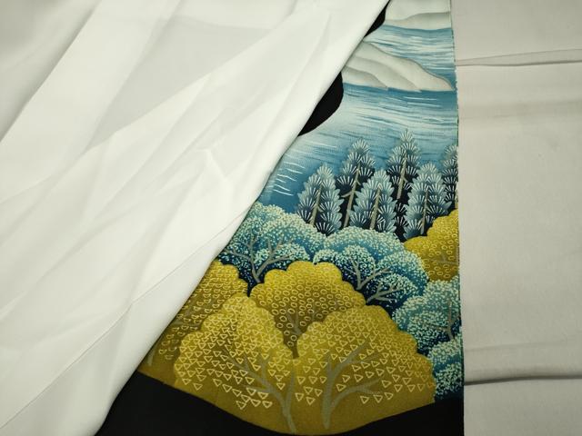 平和屋着物■豪華黒留袖　刺繍　風景文　暈し染め　正絹　逸品　CAAY6434gh
