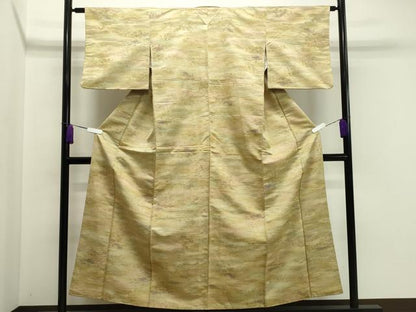 平和屋着物■上質な紬　流水草花文　正絹　逸品　CAAY6544gh
