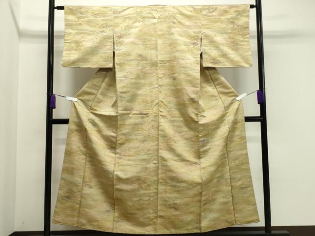 平和屋着物■上質な紬　流水草花文　正絹　逸品　CAAY6544gh