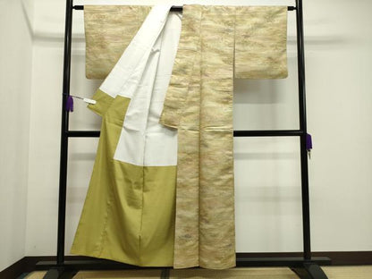 平和屋着物■上質な紬　流水草花文　正絹　逸品　CAAY6544gh