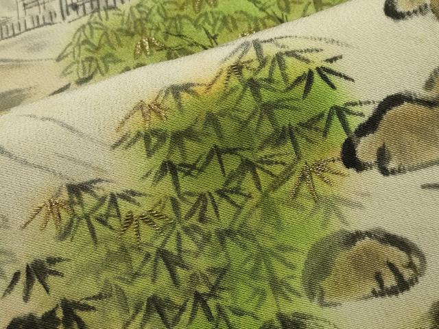 平和屋着物■豪華黒留袖　刺繍　手描き　風景文　暈し染め　金糸　正絹　逸品　CAAY6566gh
