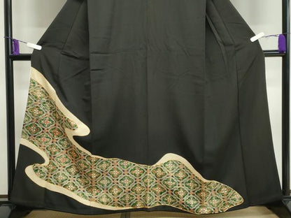 平和屋着物■豪華黒留袖　駒刺繍　道長花文　金彩　正絹　逸品　CAAY6709gh