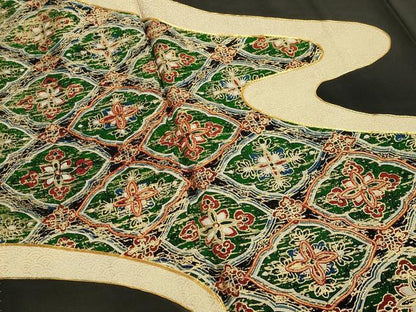 平和屋着物■豪華黒留袖　駒刺繍　道長花文　金彩　正絹　逸品　CAAY6709gh