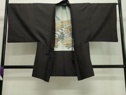平和屋着物●男性　紬　アンサンブル　霞文　正絹　逸品　CAAY6763gh