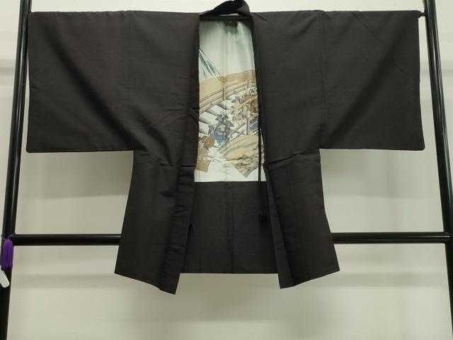 平和屋着物●男性　紬　アンサンブル　霞文　正絹　逸品　CAAY6763gh
