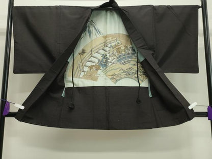 平和屋着物●男性　紬　アンサンブル　霞文　正絹　逸品　CAAY6763gh