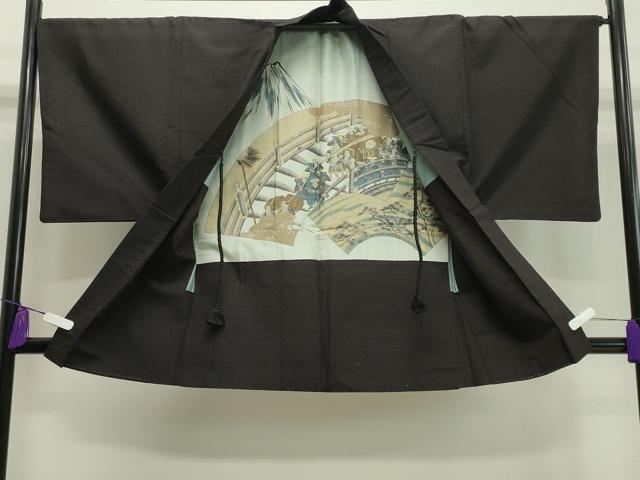 平和屋着物●男性　紬　アンサンブル　霞文　正絹　逸品　CAAY6763gh