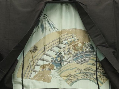 平和屋着物●男性　紬　アンサンブル　霞文　正絹　逸品　CAAY6763gh