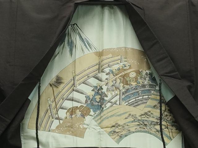 平和屋着物●男性　紬　アンサンブル　霞文　正絹　逸品　CAAY6763gh
