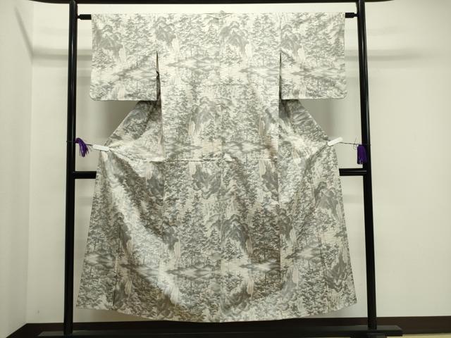 平和屋着物●本場大島紬 白大島 草木文 総絣 正絹 逸品 CAAY6770gh