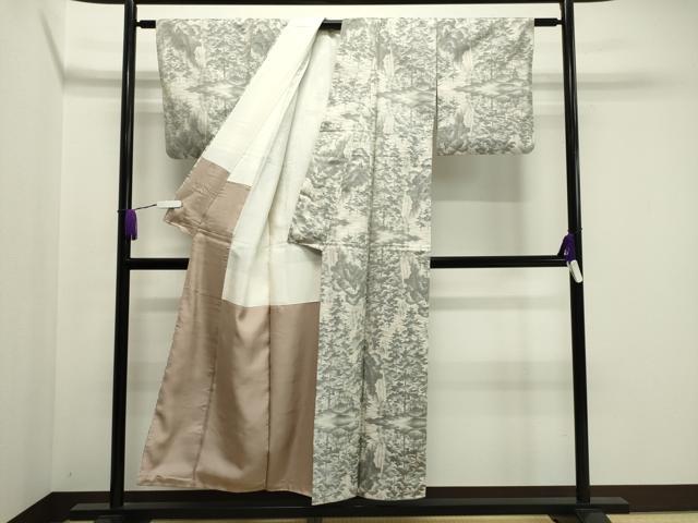 平和屋着物●本場大島紬 白大島 草木文 総絣 正絹 逸品 CAAY6770gh