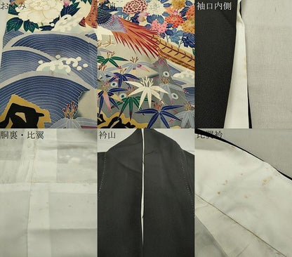平和屋着物●本加賀友禅作家　百貫華峰　黒留袖　尾長鳥花文　暈し染め　金彩　正絹　逸品　CAAY6782gh