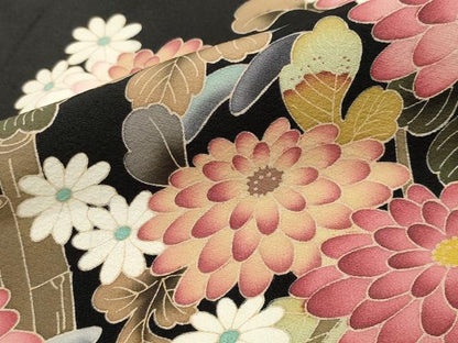 平和屋着物●豪華黒留袖 友禅 作家物 扇面舟花文 正絹 逸品 CAAY6785gh
