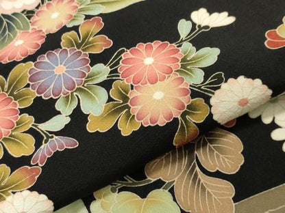 平和屋着物●豪華黒留袖 友禅 作家物 扇面舟花文 正絹 逸品 CAAY6785gh