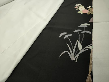 平和屋着物●豪華黒留袖 友禅 作家物 扇面舟花文 正絹 逸品 CAAY6785gh