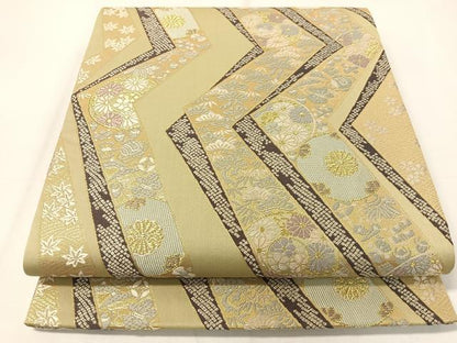 平和屋着物▼六通柄袋帯 麓粋唐織 松竹梅吉祥文 金糸 正絹 逸品 CAAY6882vp