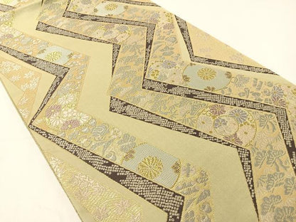 平和屋着物▼六通柄袋帯 麓粋唐織 松竹梅吉祥文 金糸 正絹 逸品 CAAY6882vp