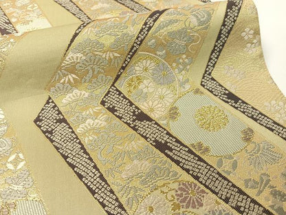 平和屋着物▼六通柄袋帯 麓粋唐織 松竹梅吉祥文 金糸 正絹 逸品 CAAY6882vp