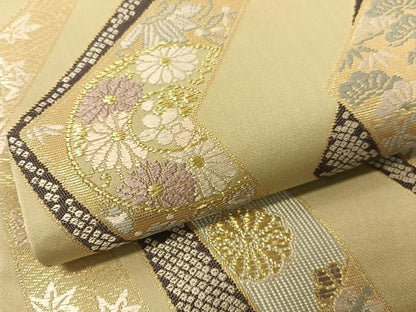 平和屋着物▼六通柄袋帯 麓粋唐織 松竹梅吉祥文 金糸 正絹 逸品 CAAY6882vp