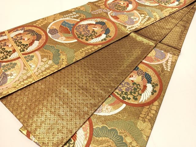 平和屋着物●佐賀錦 六通柄袋帯 唐織 鳳凰花蝶松丸文 金糸 引箔 正絹 逸品 CAAY6891vp