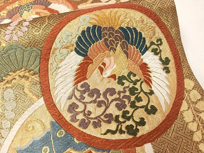 平和屋着物●佐賀錦 六通柄袋帯 唐織 鳳凰花蝶松丸文 金糸 引箔 正絹 逸品 CAAY6891vp