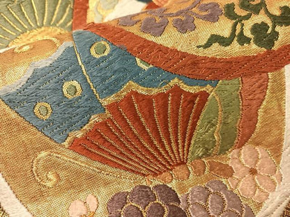 平和屋着物●佐賀錦 六通柄袋帯 唐織 鳳凰花蝶松丸文 金糸 引箔 正絹 逸品 CAAY6891vp
