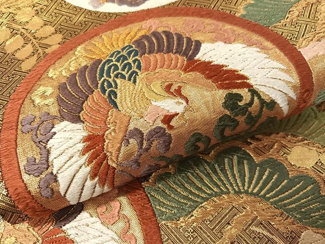 平和屋着物●佐賀錦 六通柄袋帯 唐織 鳳凰花蝶松丸文 金糸 引箔 正絹 逸品 CAAY6891vp