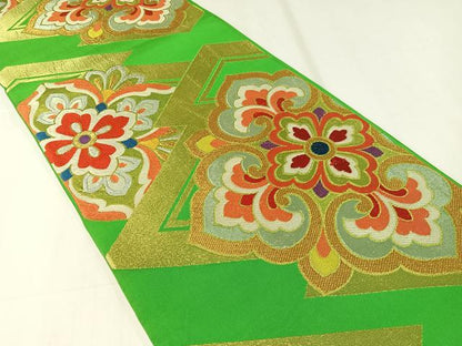 平和屋着物●西陣 川島織物 六通柄 本袋帯 唐織 松皮菱花文 金銀糸 正絹 逸品 CAAY6927vp