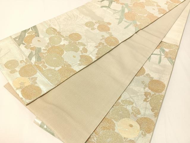 平和屋着物▼六通柄袋帯　螺鈿箔　万寿菊　手織引箔　金銀糸　正絹　逸品　CAAY7055vp