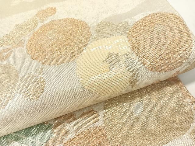 平和屋着物▼六通柄袋帯　螺鈿箔　万寿菊　手織引箔　金銀糸　正絹　逸品　CAAY7055vp